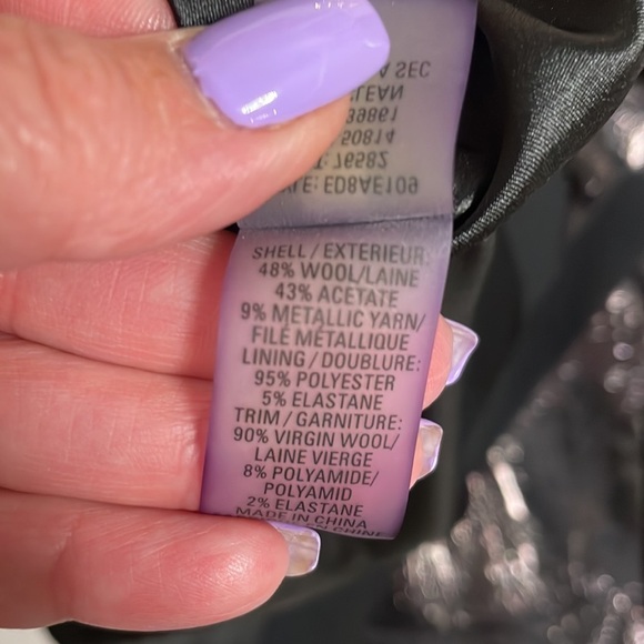 ELIE TAHARI Tessa jacket wool metallic black shinny snap front down scoop neck 4 - Picture 16 of 17